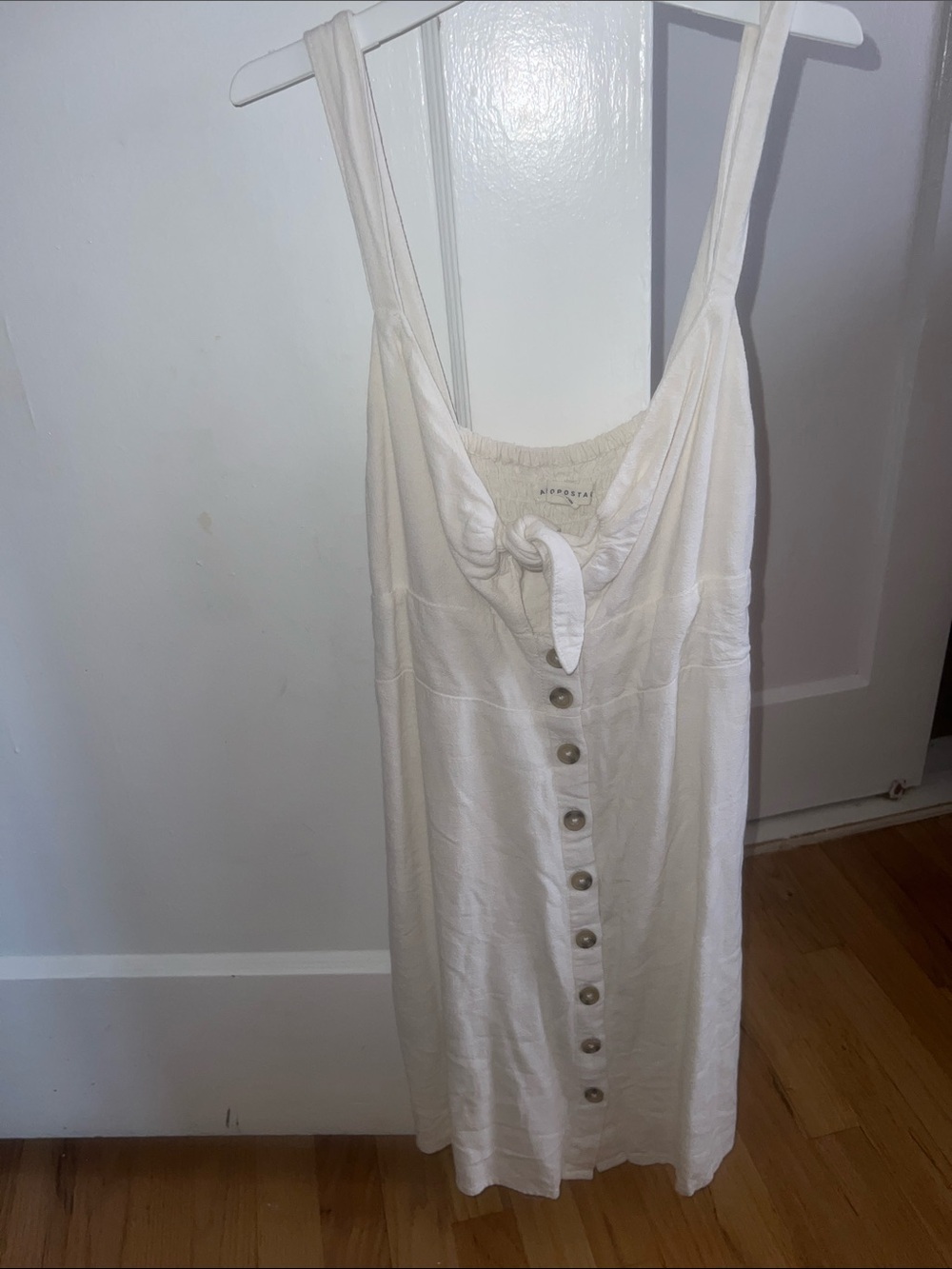 Aeropostale Cream Button-Front Sundress with Front Tie